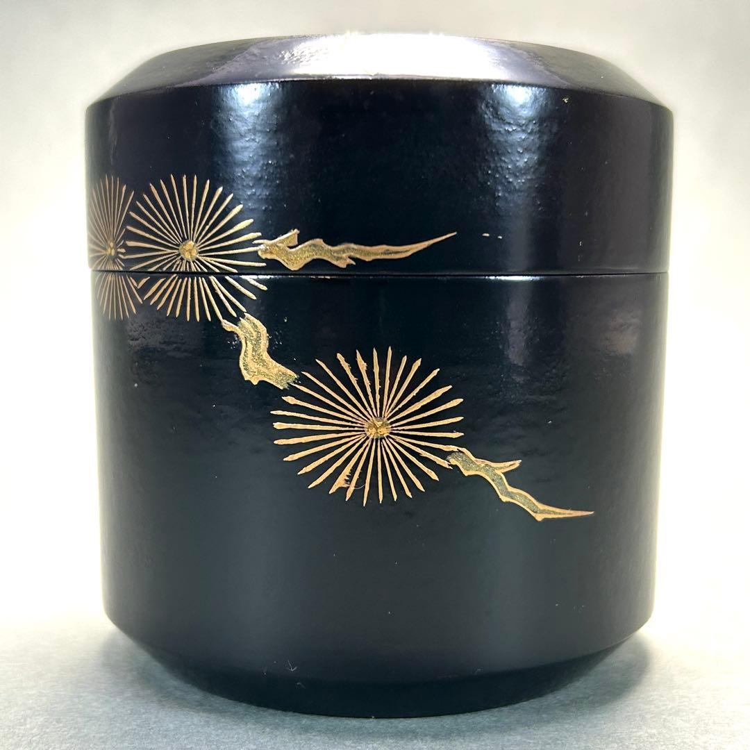 棗　『石井隆鳳　内金砂子　唐松蒔絵』　即中斎好　雪吹　お茶道具　共箱　工芸品