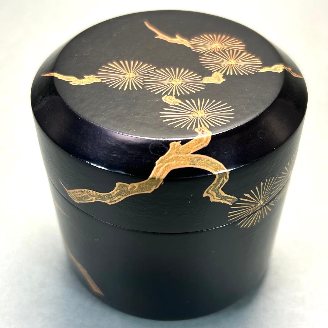 棗　『石井隆鳳　内金砂子　唐松蒔絵』　即中斎好　雪吹　お茶道具　共箱　工芸品