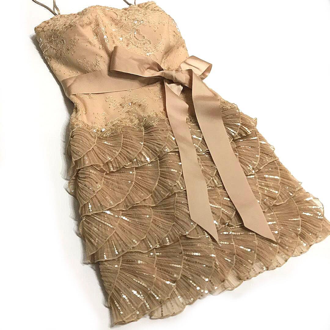 レア【極美品】サイズ0 タダシショージ ベアトップドレス ビーズ レース xs