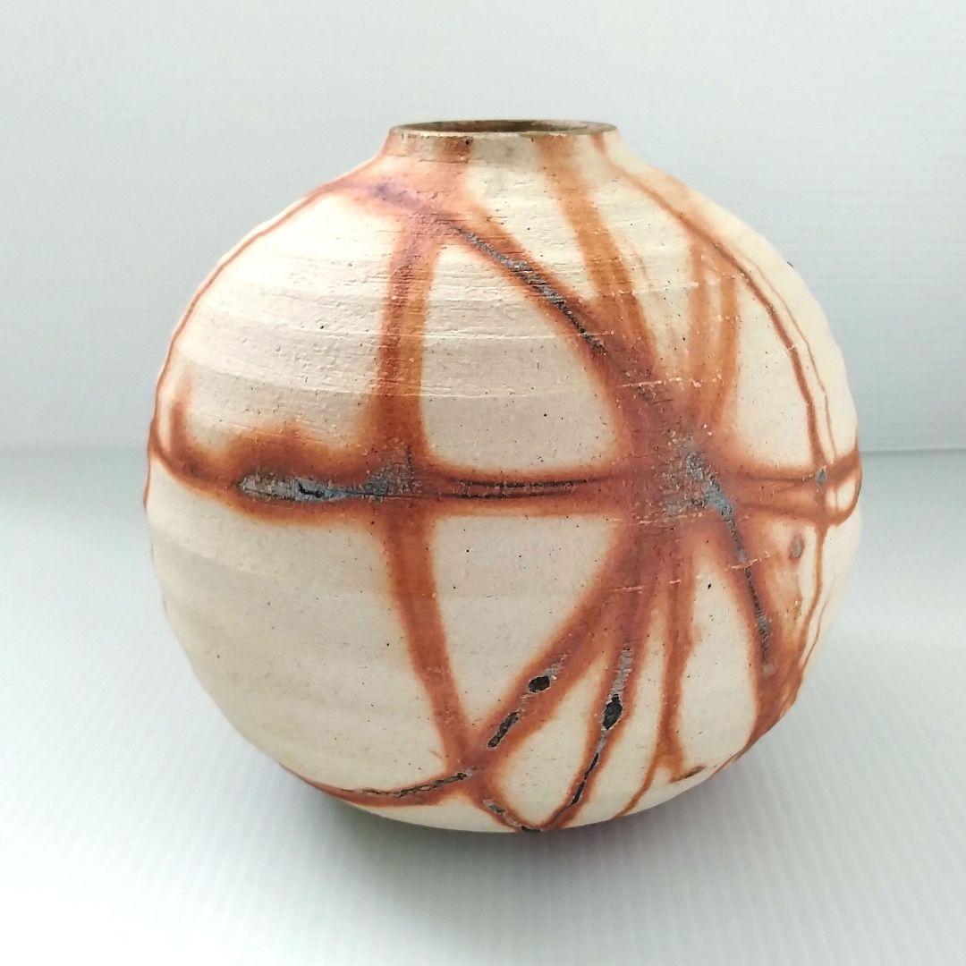 備前焼 緋襷 ヒダスキ 花器 壺型 たち吉 謹製 フラワーベース 花瓶 花入