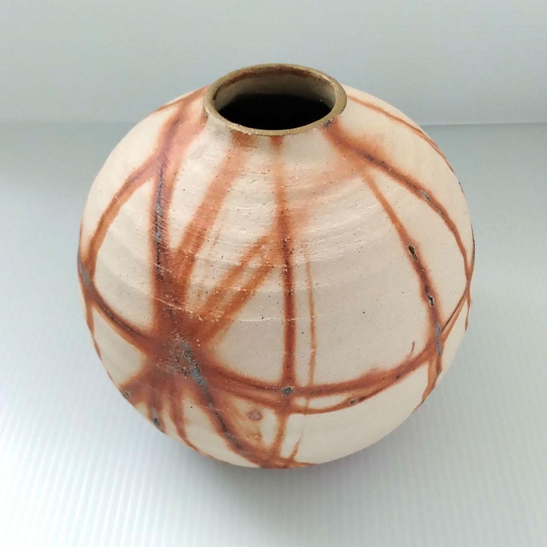 備前焼 緋襷 ヒダスキ 花器 壺型 たち吉 謹製 フラワーベース 花瓶 花入