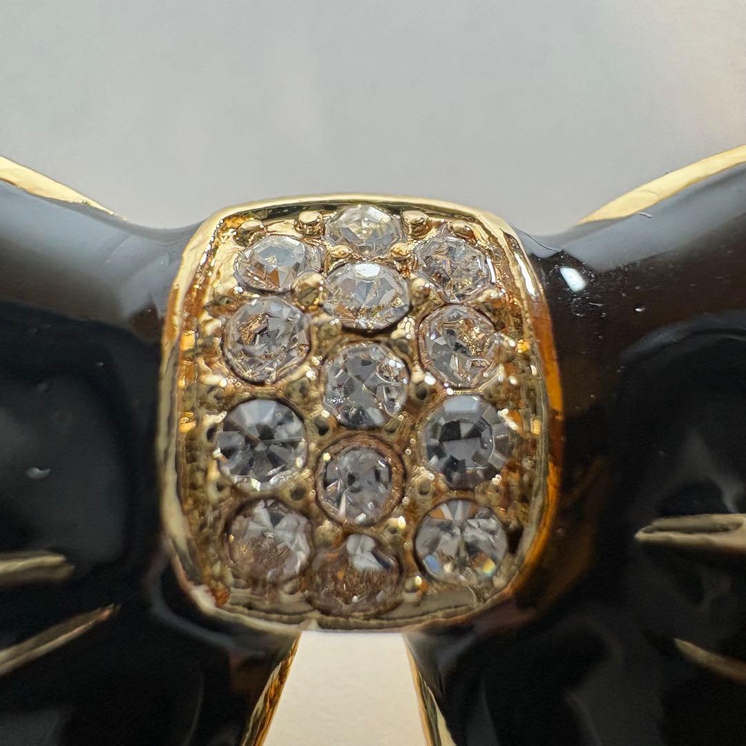 希少　CHANEL シャネル　リボン型　ブローチ　ピンバッジ　ラインストーン