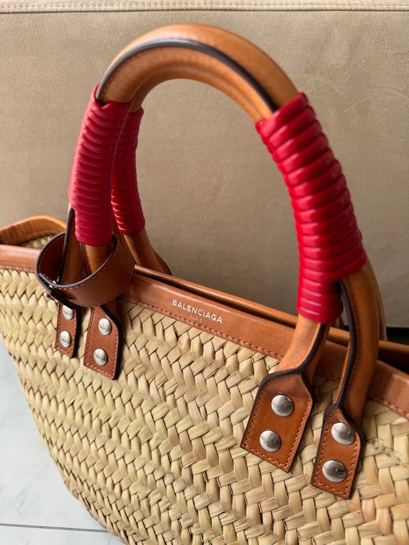 ★美品　バレンシアガ　ラフィア　ビストロ　パニエ　カゴバッグ