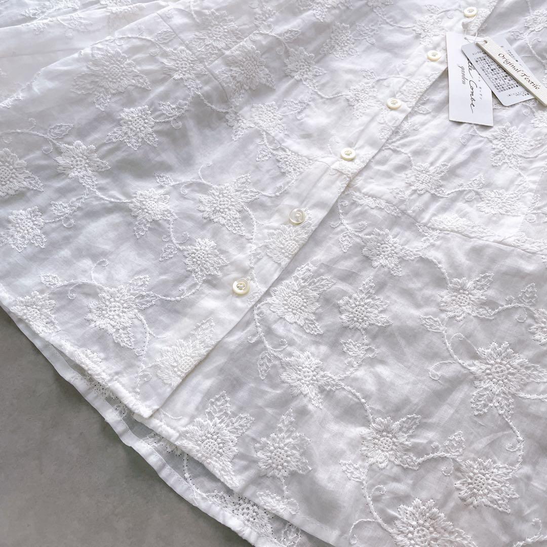 タグ付き美品✨コットンハウスアヤ カッスルクーム ブラウス ダリア 刺繍 M