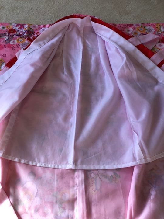 七五三 詣り3歳 女児可愛いピンク着物襦袢白被布3点セット早い者勝ち〜