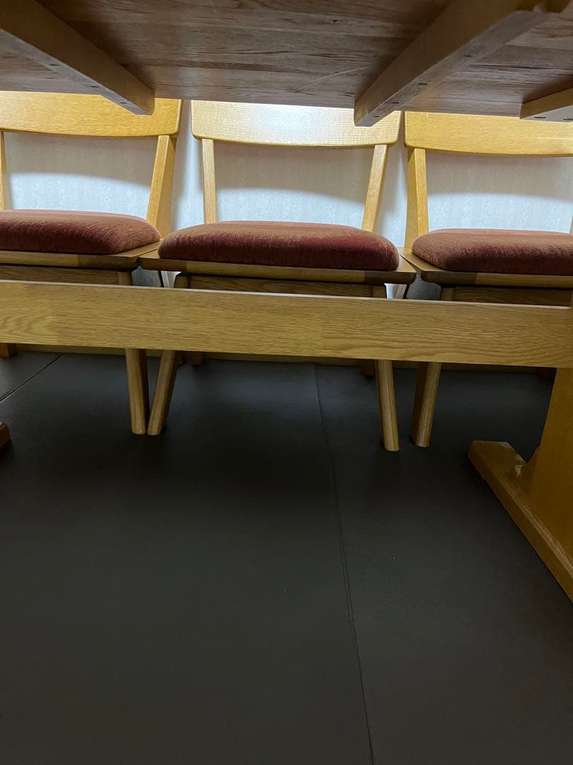 希少飛騨家具　太平産業180センチ半円形　ダイニングテーブル、回転椅子4脚セット