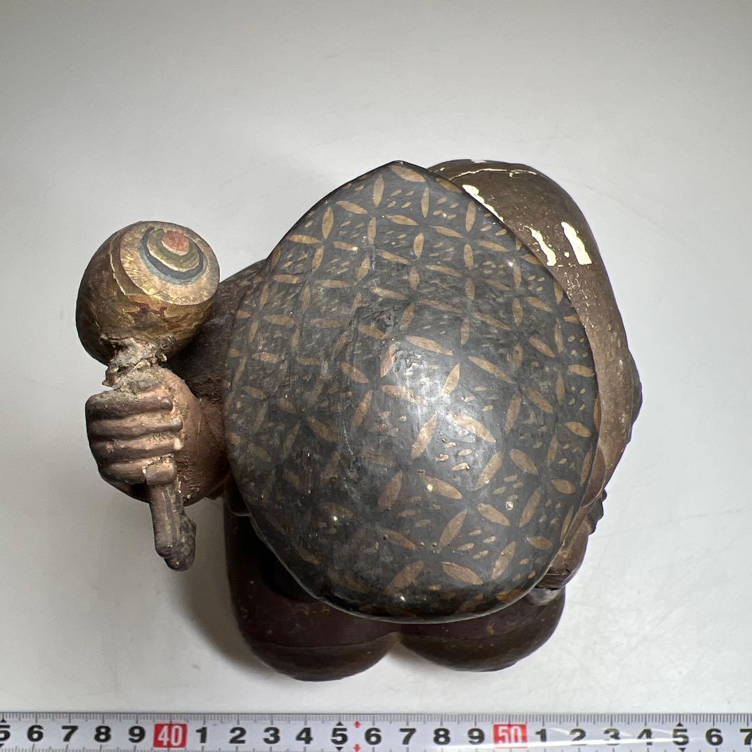 江戸後期　木彫色絵大黒　高さ約17㎝　東Y7-1223①トヒチル