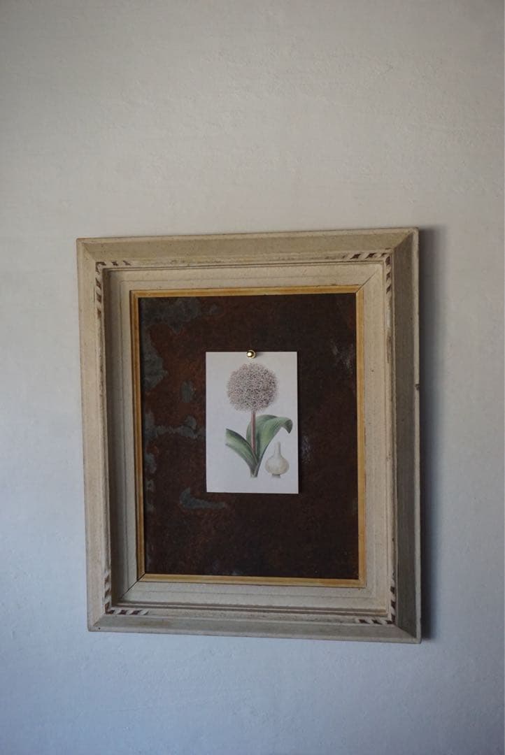 大きなアンティークフレームのブリキサインボード　看板　店舗什器　額縁　古道具