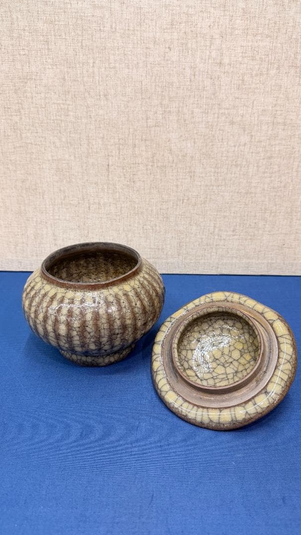 【一点物/景色窯変】貫入釉 蓋付壺｜奥行きある陶肌｜ 高15cm｜飾り壺・床の間