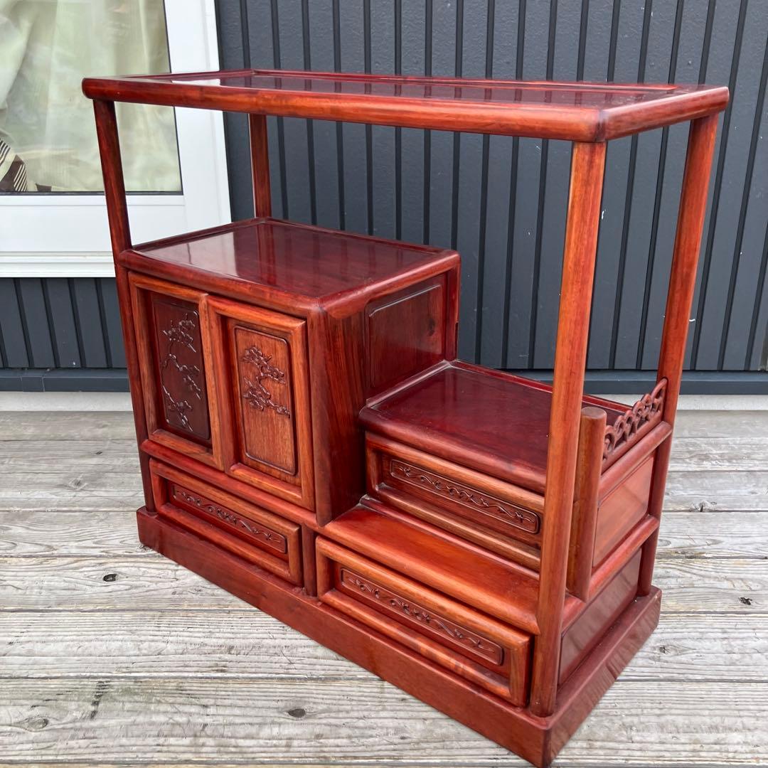唐木家具 銘木 花梨 茶箪笥 茶棚 飾り棚 中国骨董 サイドボード ビンテージ