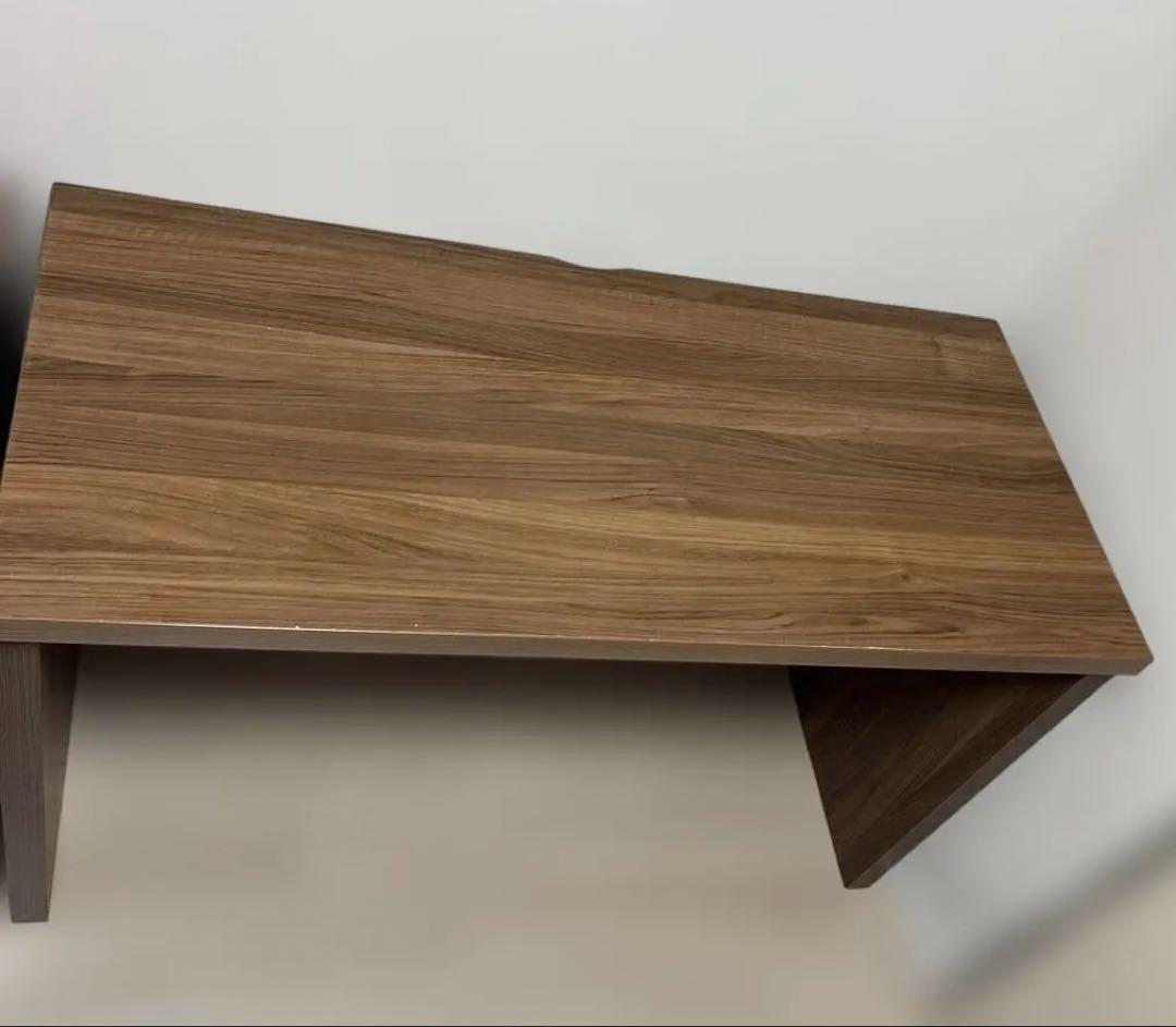 白井産業　ブラウン木製シンプルデスク 120cm幅 組立品　美品