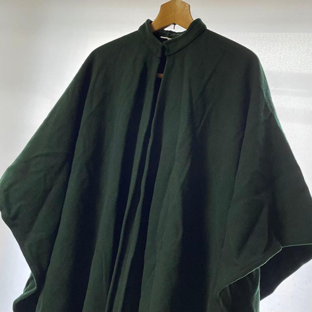 ユーロ古着 イタリア製 グリーン ウール ケープ マント