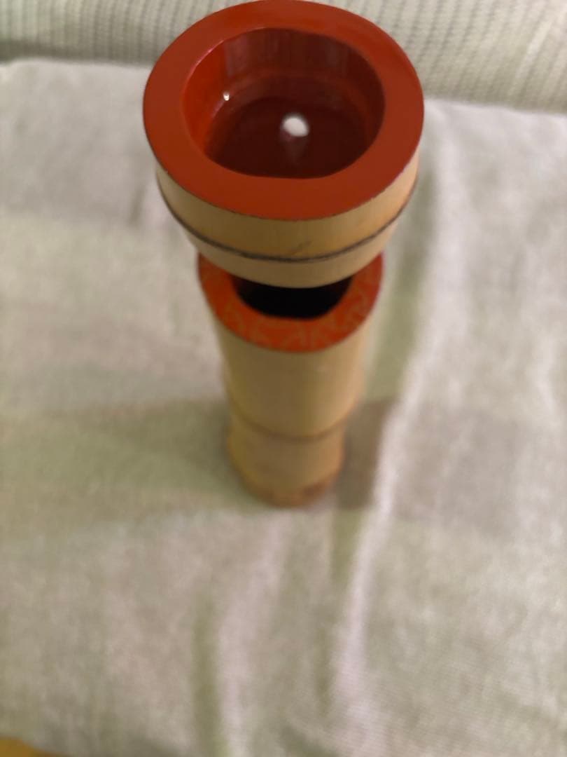 【共箱あり】竹製 花入れ 一重花入 茶道具 朱塗り