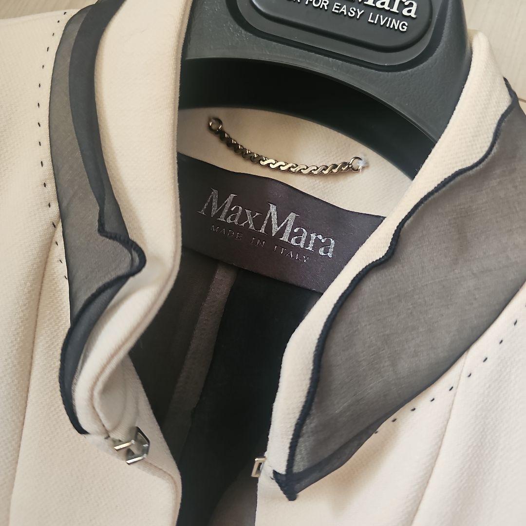 MaxMara スタンドカラー七分袖ジャケット クリーム 36