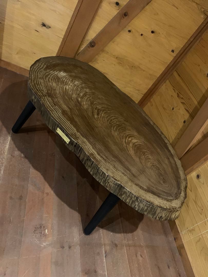 天然木オーバルセンターテーブル