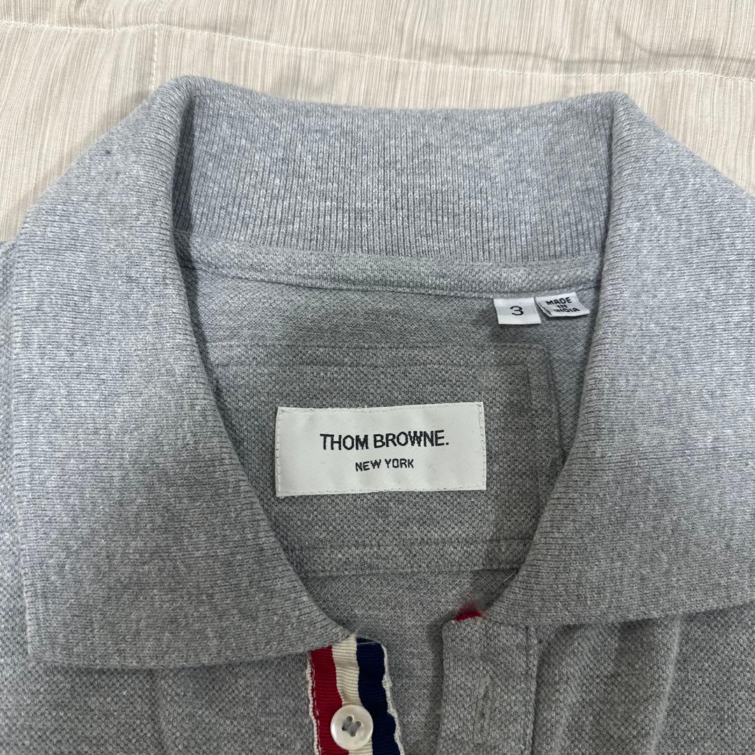 値下げ美品THOM BROWNE ポロシャツ グレー サイズ3