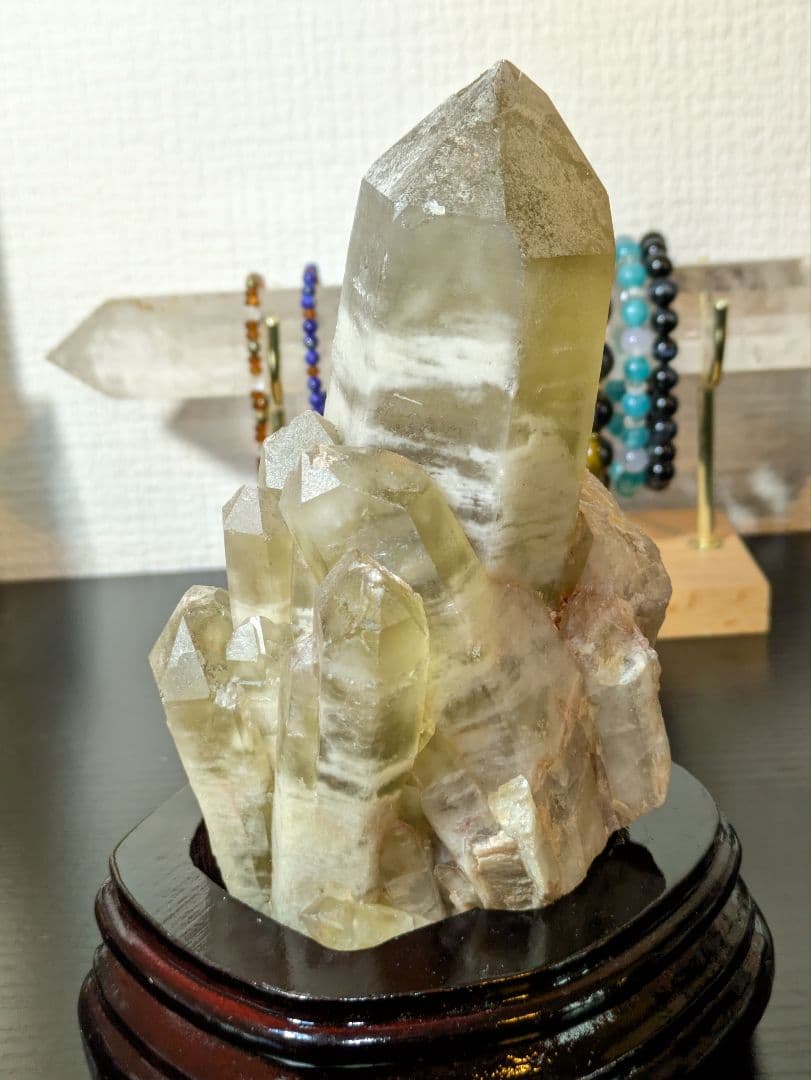 大迫力✨ 超高品質✨ シトリンクラスター 木製台座付き