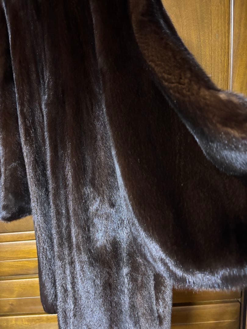 ダークブラウン 毛皮和装ロングコート