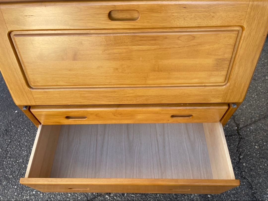 吉川木工　木製 ライティングビューロー デスク 3段引き出し 収納家具