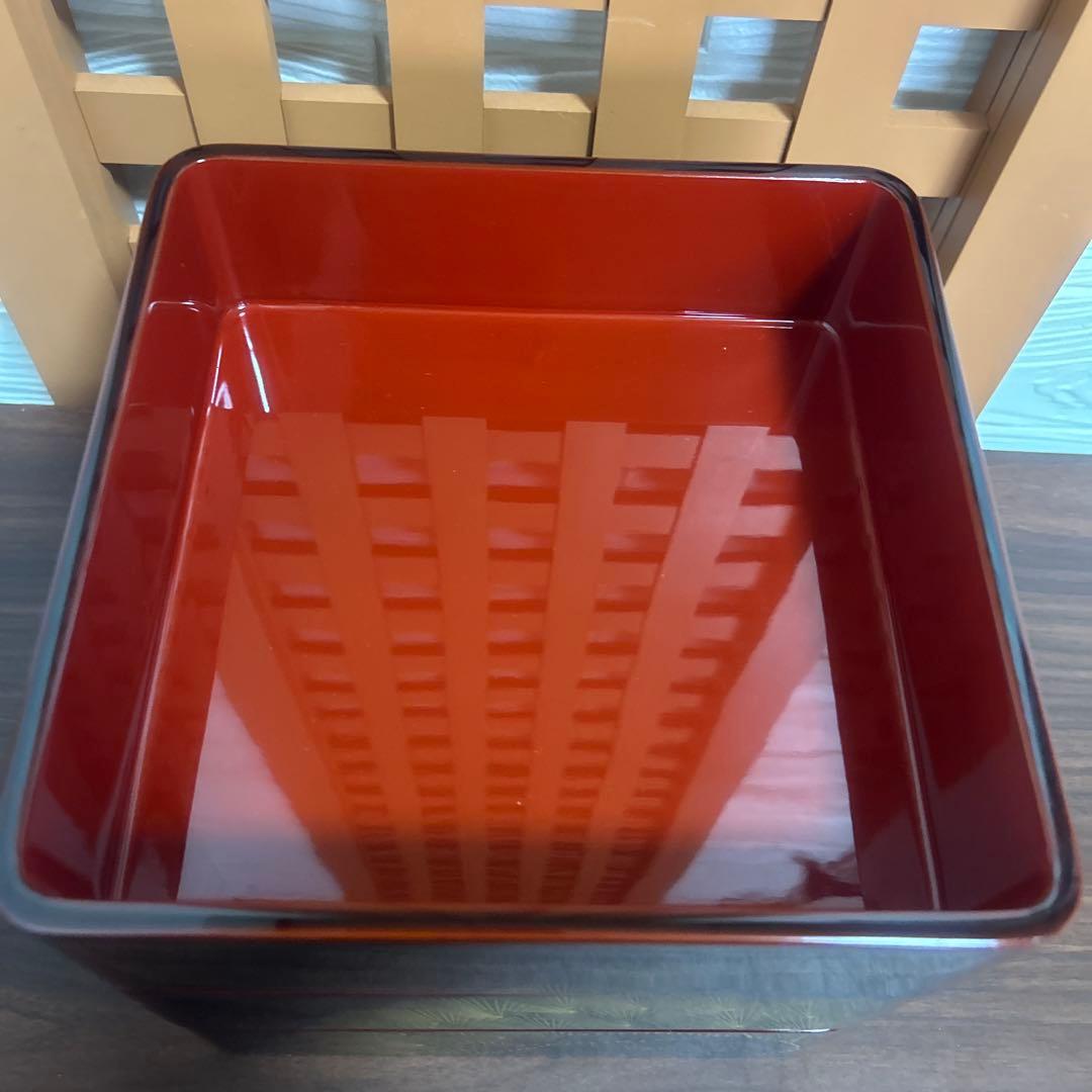 越前焼 漆金手彫り 御重箱 松 金 三段 箱付き