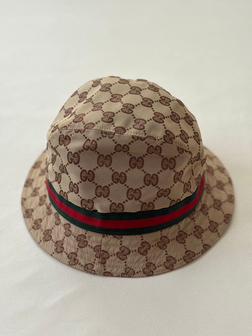 【美品】GUCCI GGキャンパス シェリーライン バケットハット