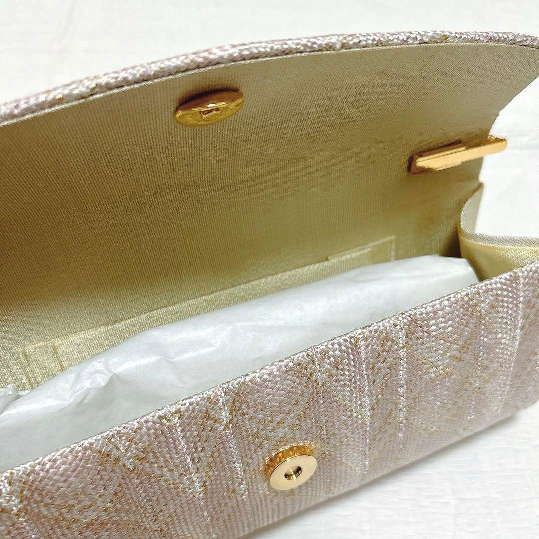 白梅謹製　和装バッグ　クラッチバッグ　フォーマル　組紐　絹　金糸　ピンク　未使用