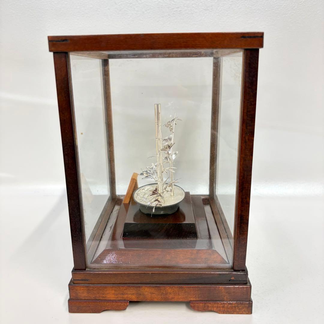 光則作銀製竹　洋銀製純銀仕上げ 竹の置物 開運 純銀製　竹　光則作