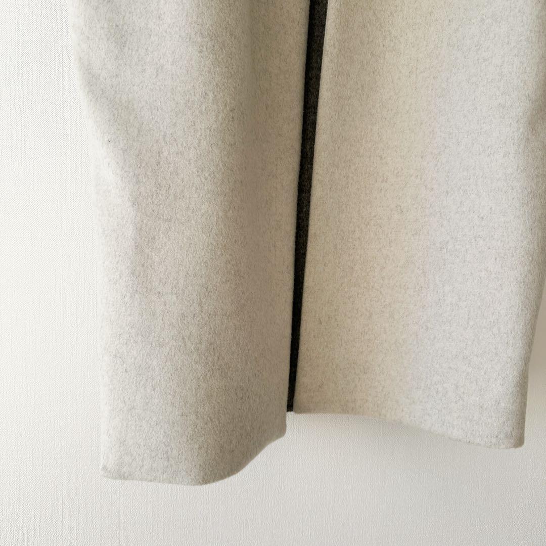 ENFOLD エンフォルド / ウールリバーノーカラーコート　バイカラー 38