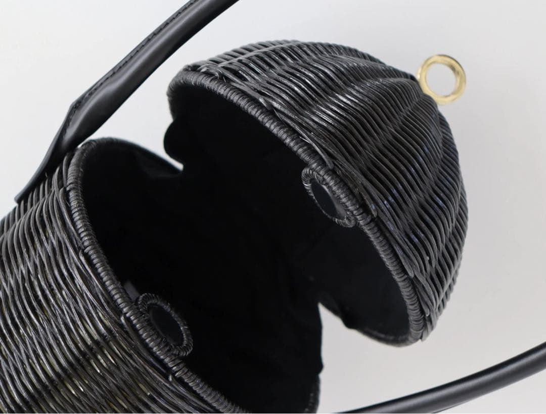 jingle どんぐりラタンバッグ　girlish カゴバック　リボン付き