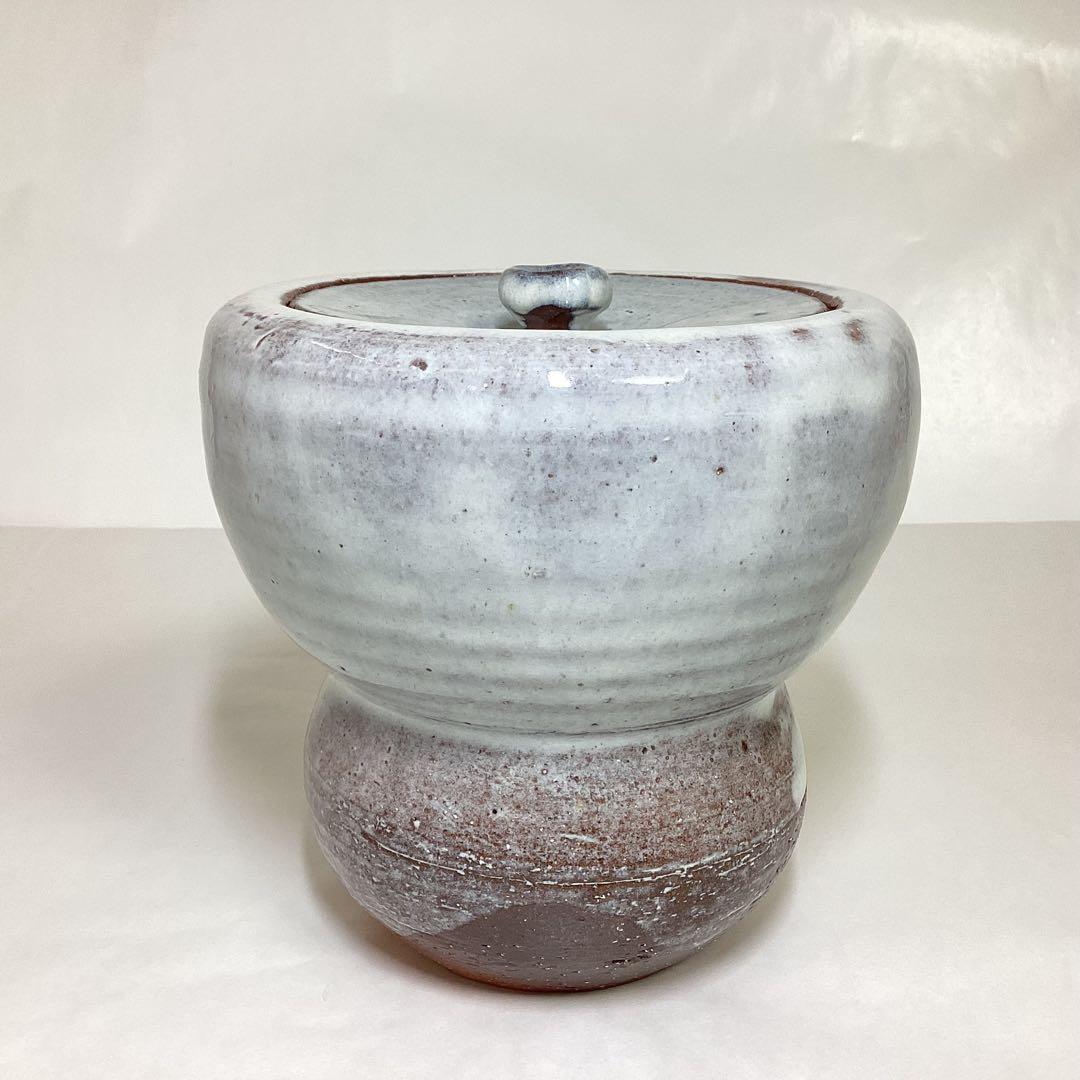 水指 萩 単瓢 守繁徹作 蓋修理あり 塗蓋付 桐箱入り 茶道具 古物品