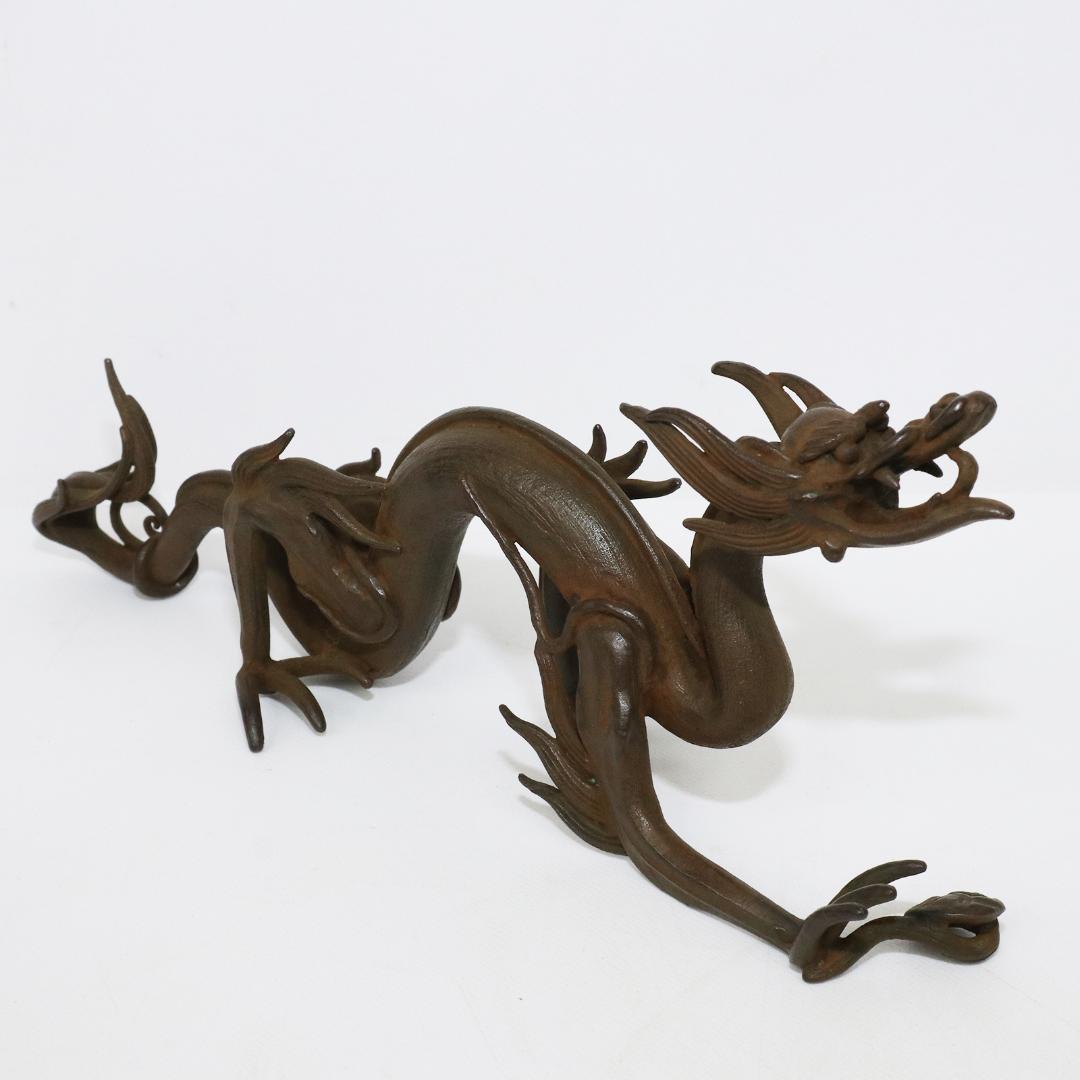 蝋型師 須賀月真 作 鋳銅 雨龍 置物 共箱