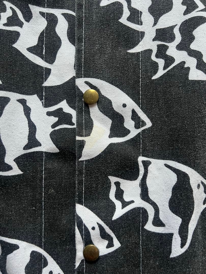 80s 90s Michigan rag ミシガンラグ 魚 総柄 usa製 L