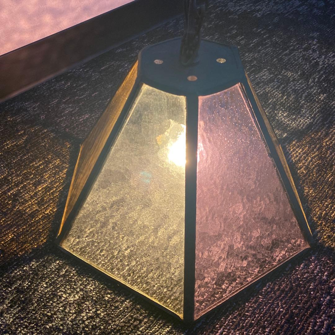 昭和レトロ　ステンドグラス　ペンダントライト　色ガラス　レトロ　ヴィンテージ