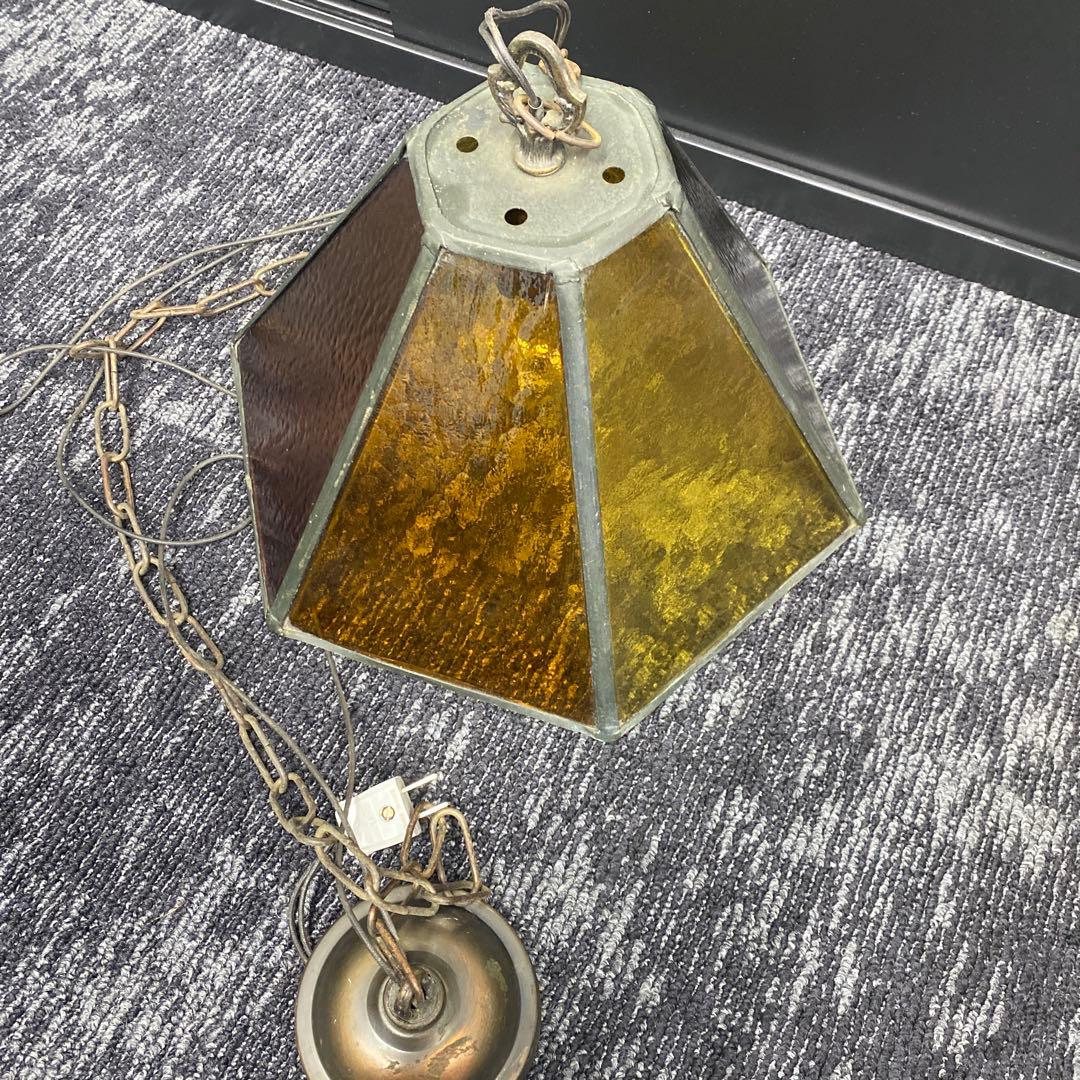 昭和レトロ　ステンドグラス　ペンダントライト　色ガラス　レトロ　ヴィンテージ