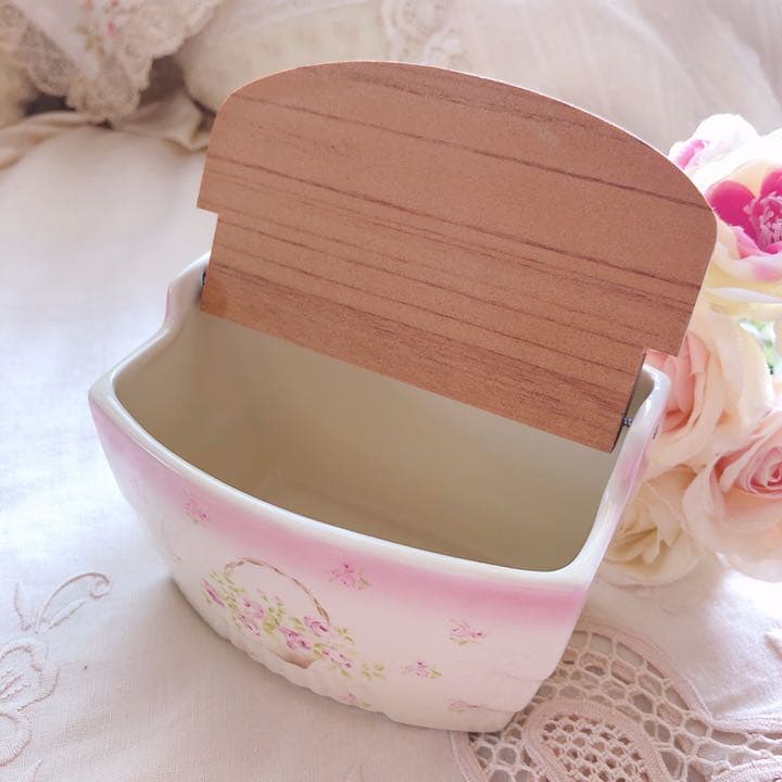 お値下げ♡イマン♡ローズバスケット陶器アルメット缶マニー薔薇フレンチカントリー