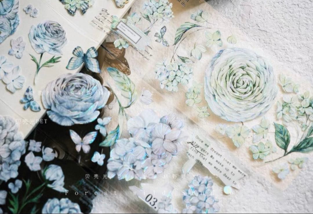 林野间《绣花信·蓝》海外マスキングテープ　マステ 【2466】