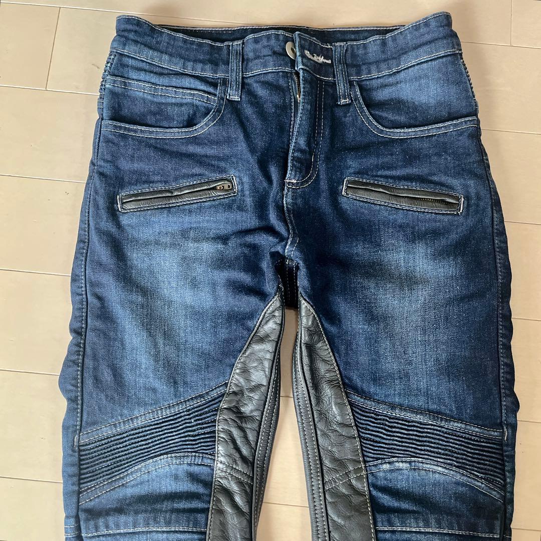 美品　デグナー レディース Mサイズ 冬用 バイク デニム 牛革 膝パッド