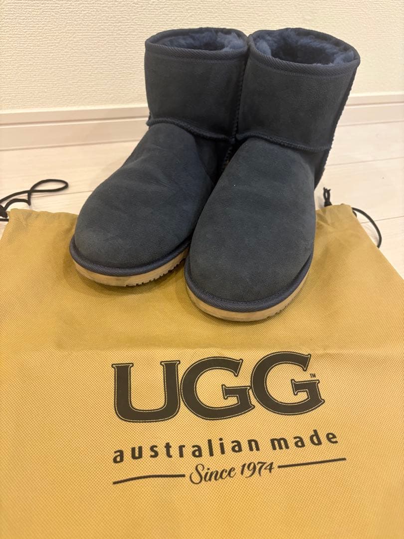 UGG 28.0 ムートンブーツ ネイビー 収納袋付き