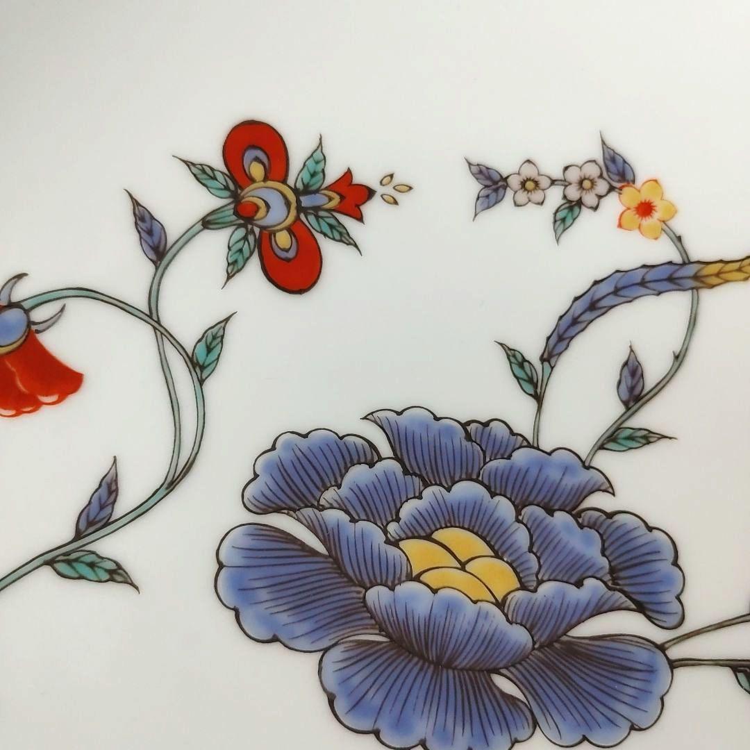 十三代柿右衛門窯絵付師 舘林古琳庵作 色赤絵花文輪花皿 三客揃