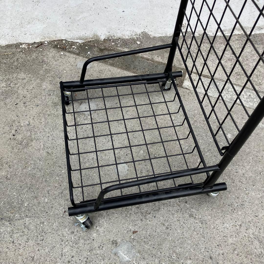 店舗什器 ワイヤーラック ワイヤーバスケット付き メタルラック キャスター付き