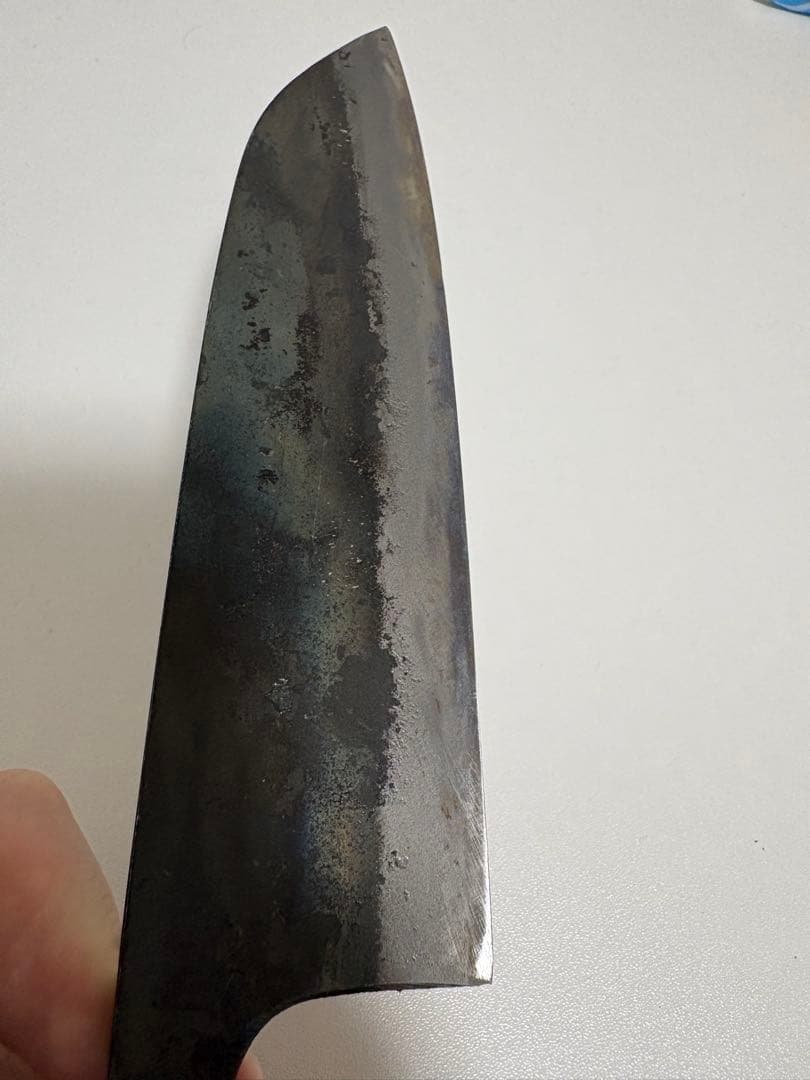 鋼製 三徳包丁 木製ハンドル 刃渡18cm