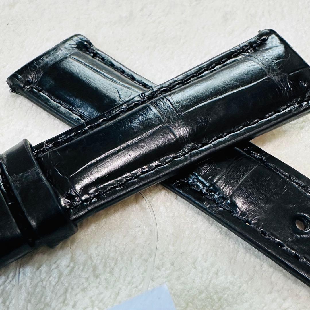 2006#19mm-16mmブラック★本物クロコダイル腕時計用ベルト★スイス製