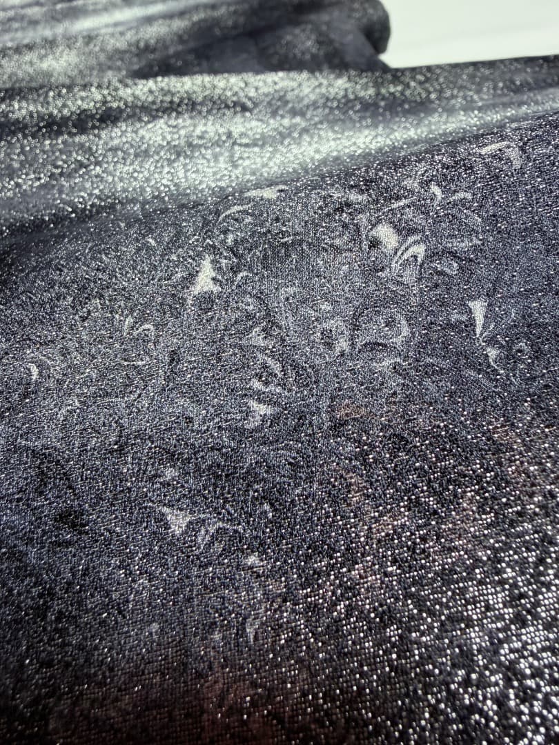 高級 袋帯 正絹 六通柄 墨流し 落款入り ブルー ブラック フォーマル 訪問着