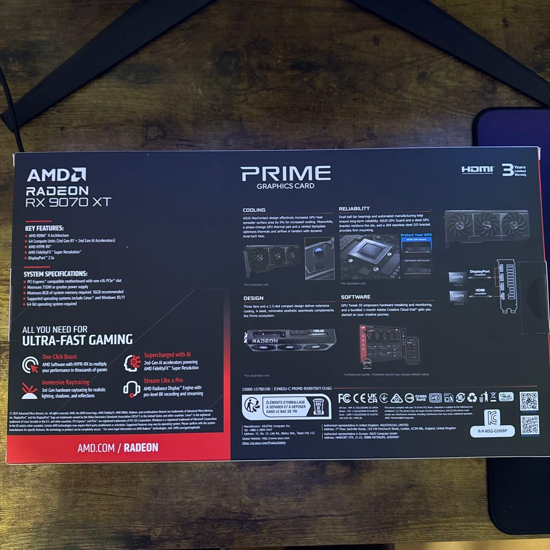 グラフィックボード・グラボ・ビデオカード ASUS Prime Radeon RX 9070 XT 16GB OC