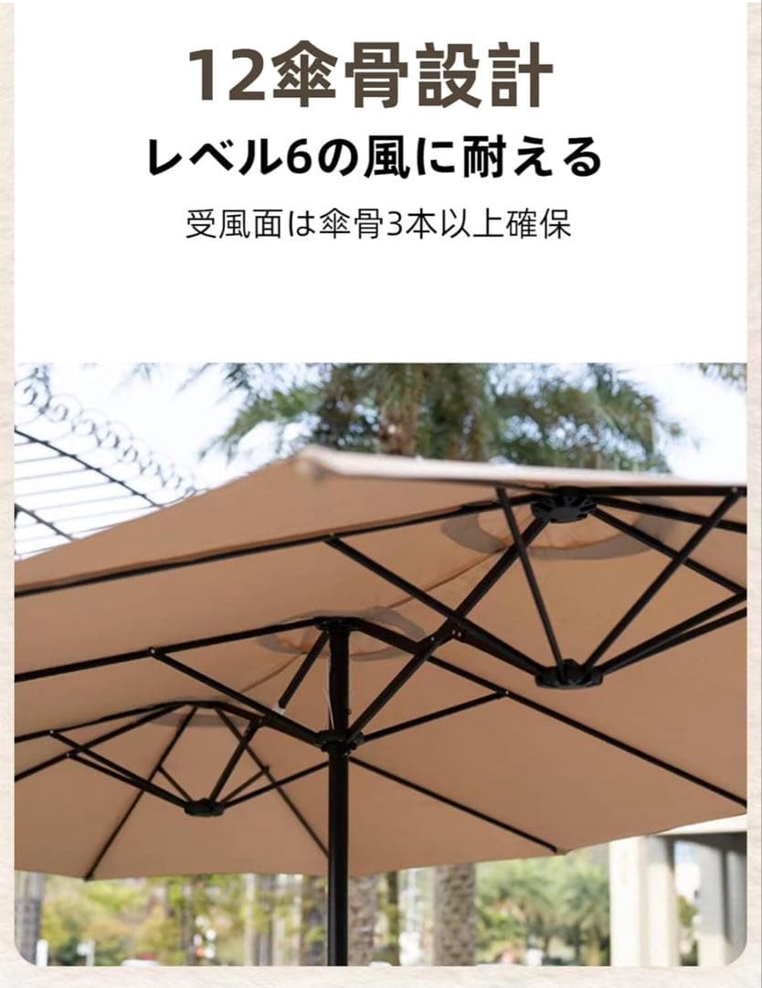 (値下げ)パラソル ガーデンパラソル 大型 長方　撥水加工 クランク開閉付き