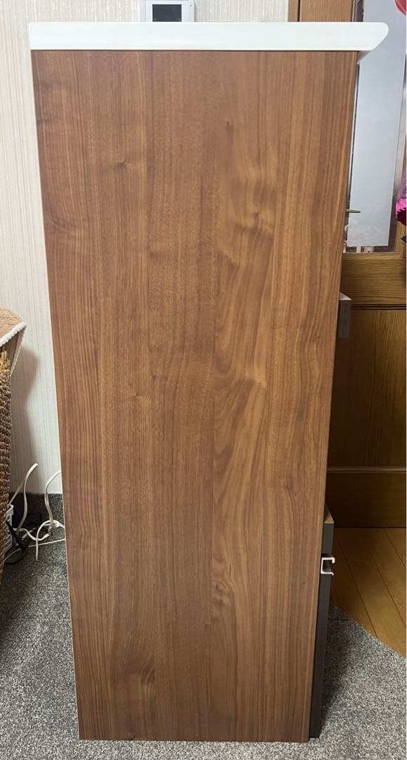 お値下げ◆大川家具 レンジ台 キッチンボード レンジラック 国産 ブラウン◆