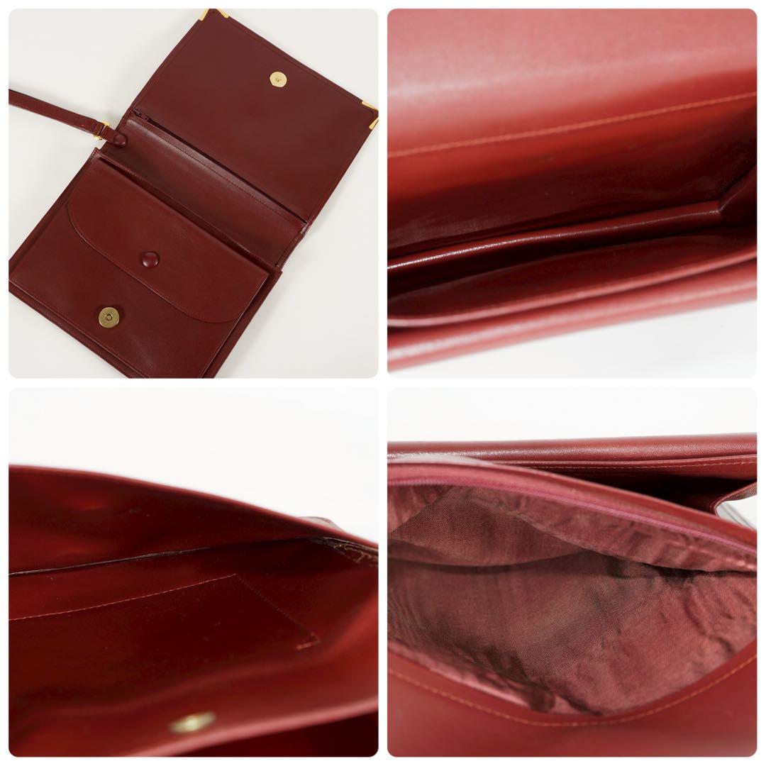 【美品✨】カルティエ　マストライン　クラッチバッグ　ロゴ型押し　ボルドー　レザー