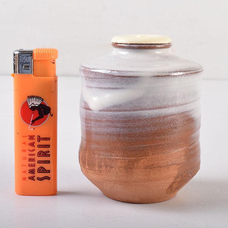 茶道具　萩焼　城山窯　金子信彦作　茶入　仕覆付　共箱　V　8134