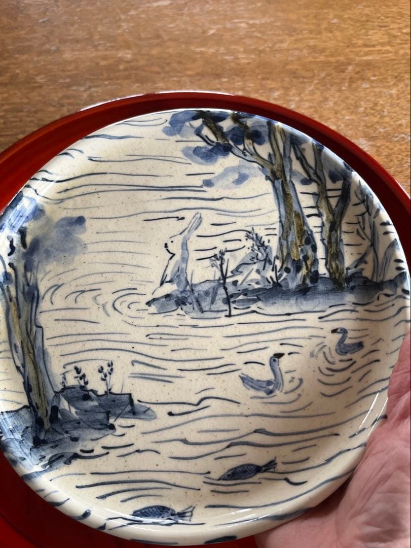 美品　作家　ムーニーともみさん　絵皿　益子陶器市　一点物