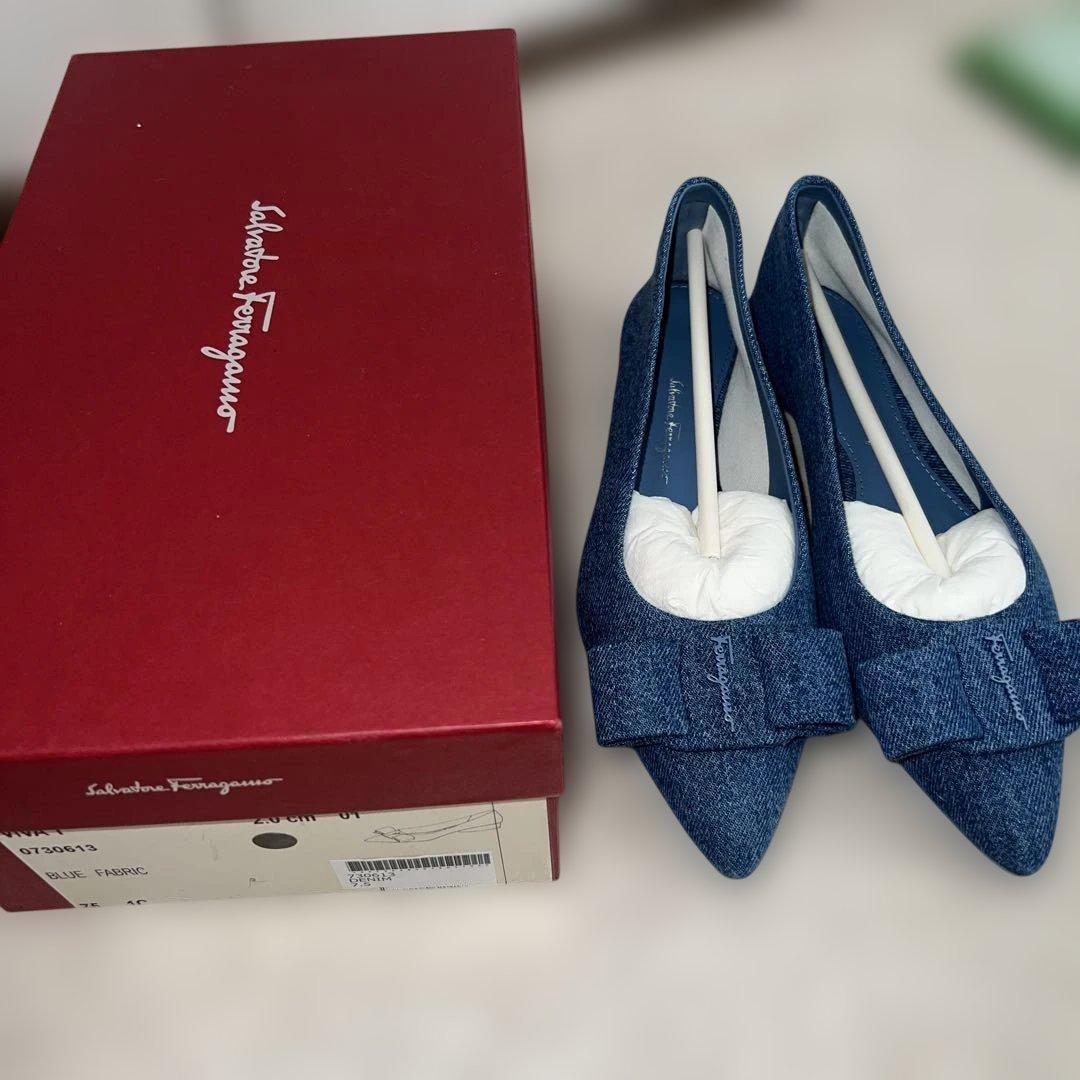 Salvatore Ferragamo デニム フラットシューズ 7.5